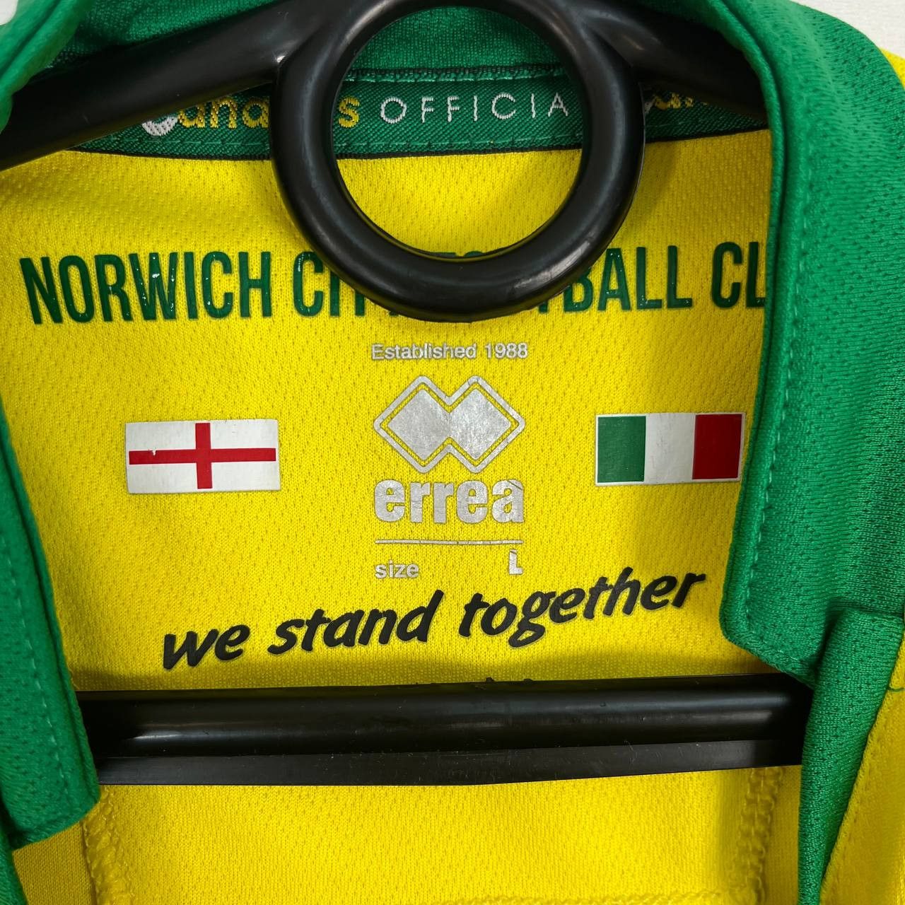 Errea Norwich City 2016/17 Home Football Soccer Jersey Errea Sz L Size US L / EU 52-54 / 3 - 3 Thumbnail