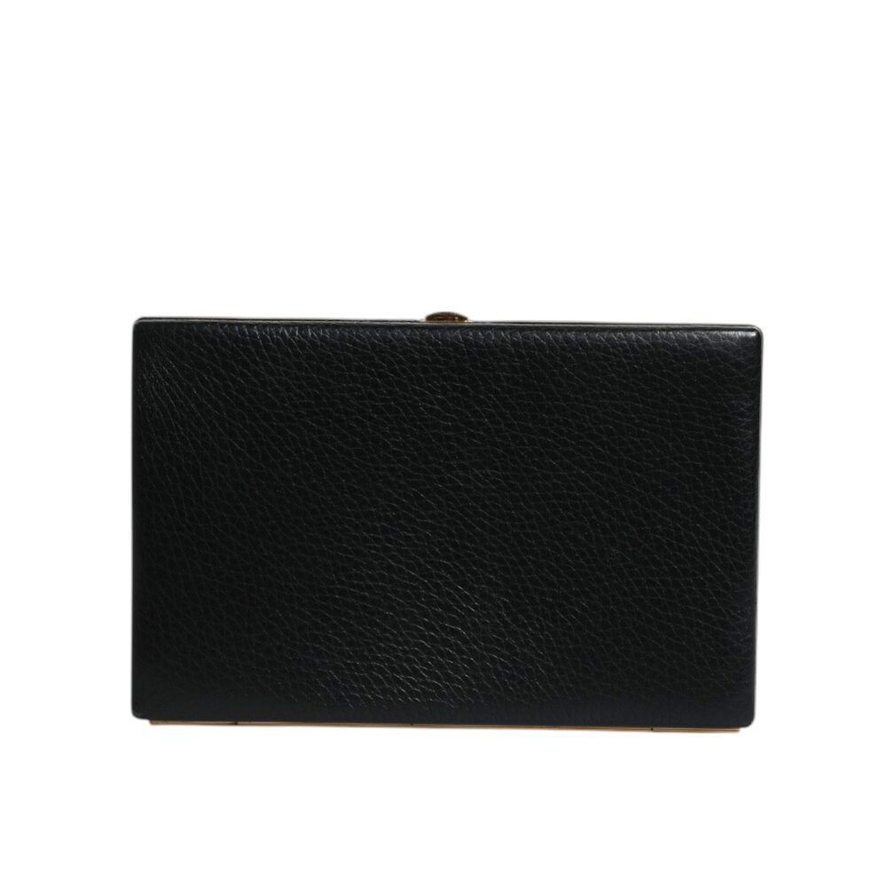 Dolce & Gabbana Dolce & Gabbana Black Leather Gold Frame Clutch Evening Part Size ONE SIZE - 2 Thumbnail