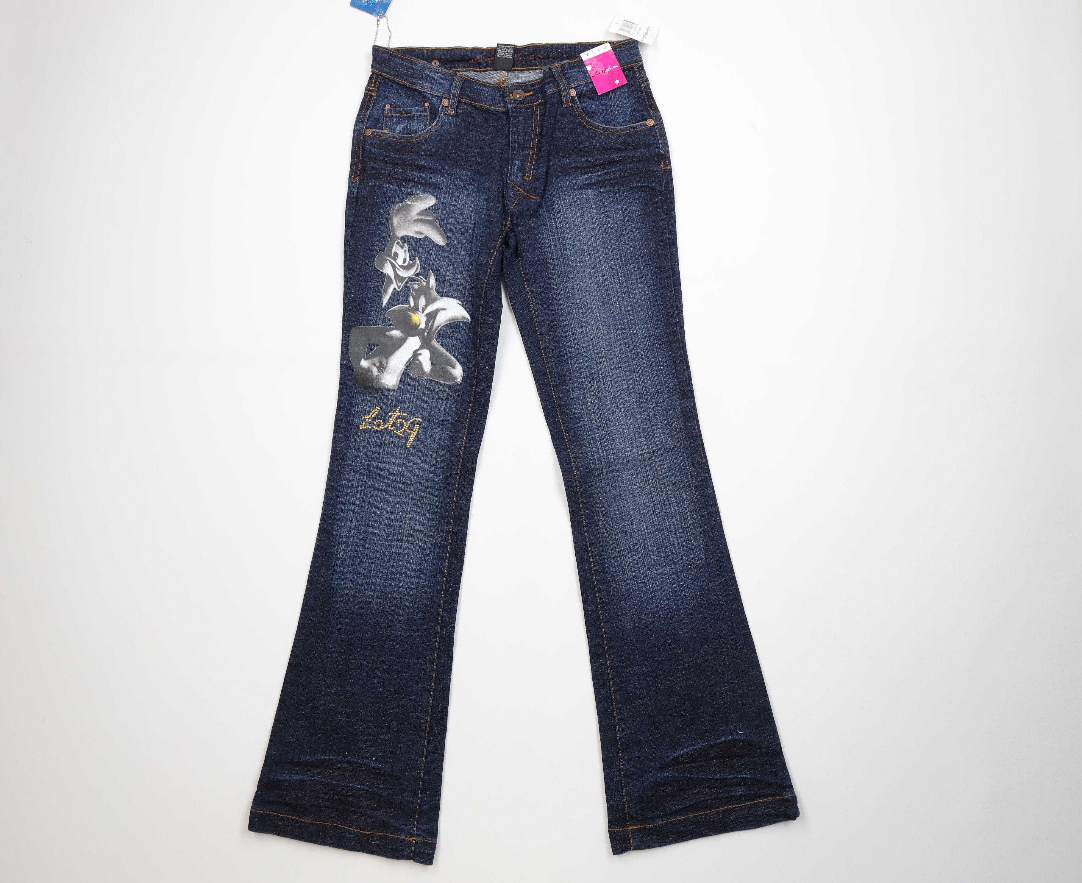 Vintage Deadstock Vintage Y2K Lot 29 Tunes Flared Wide Leg Jeans Size 27" / US 4 / IT 40 - 1 Thumbnail