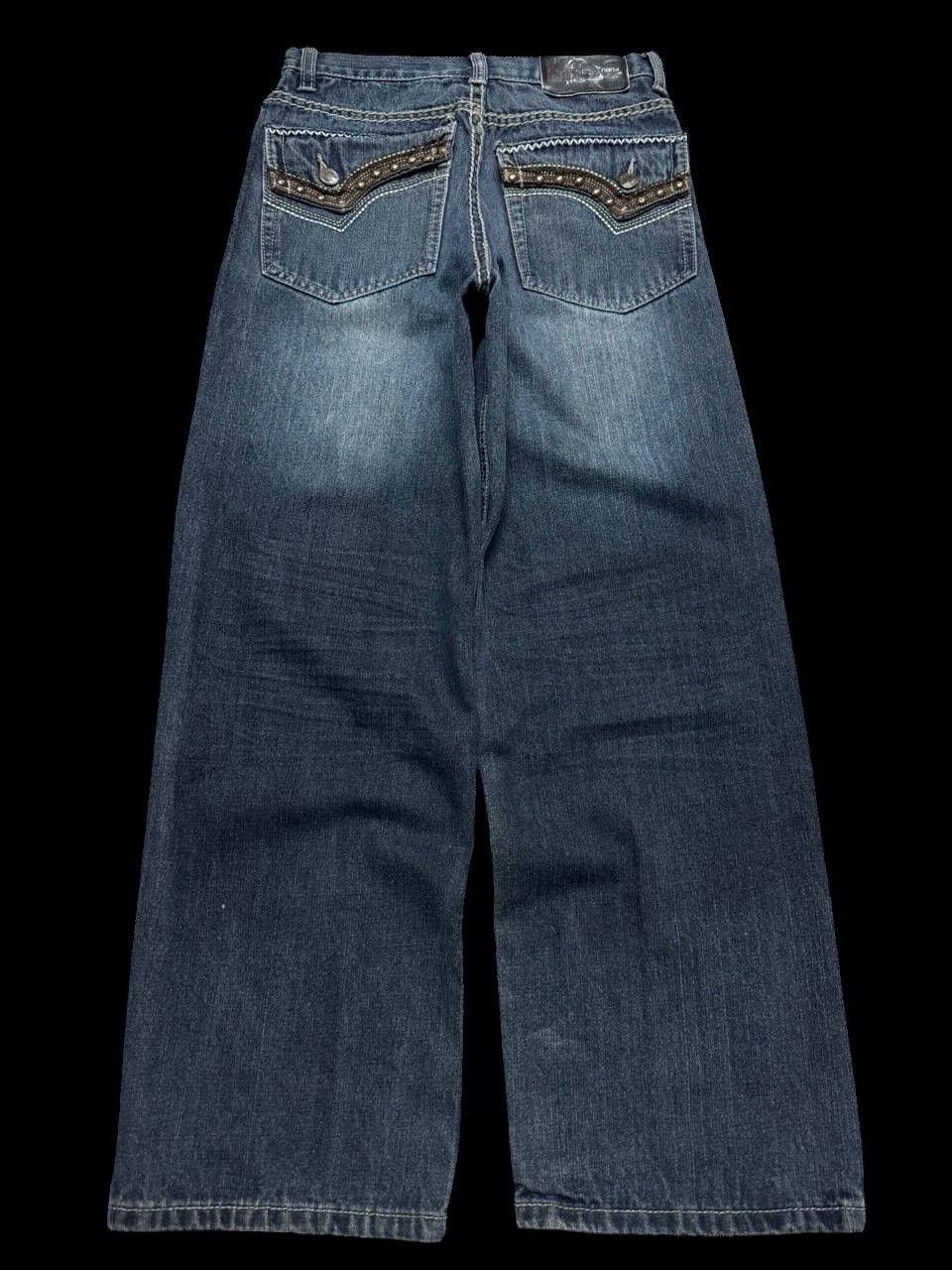 Tornado Mart SUPER BAGGY 90s Style Fubu Mudwash Wide Studded Jeans Size US 26 / EU 42 - 2 Thumbnail