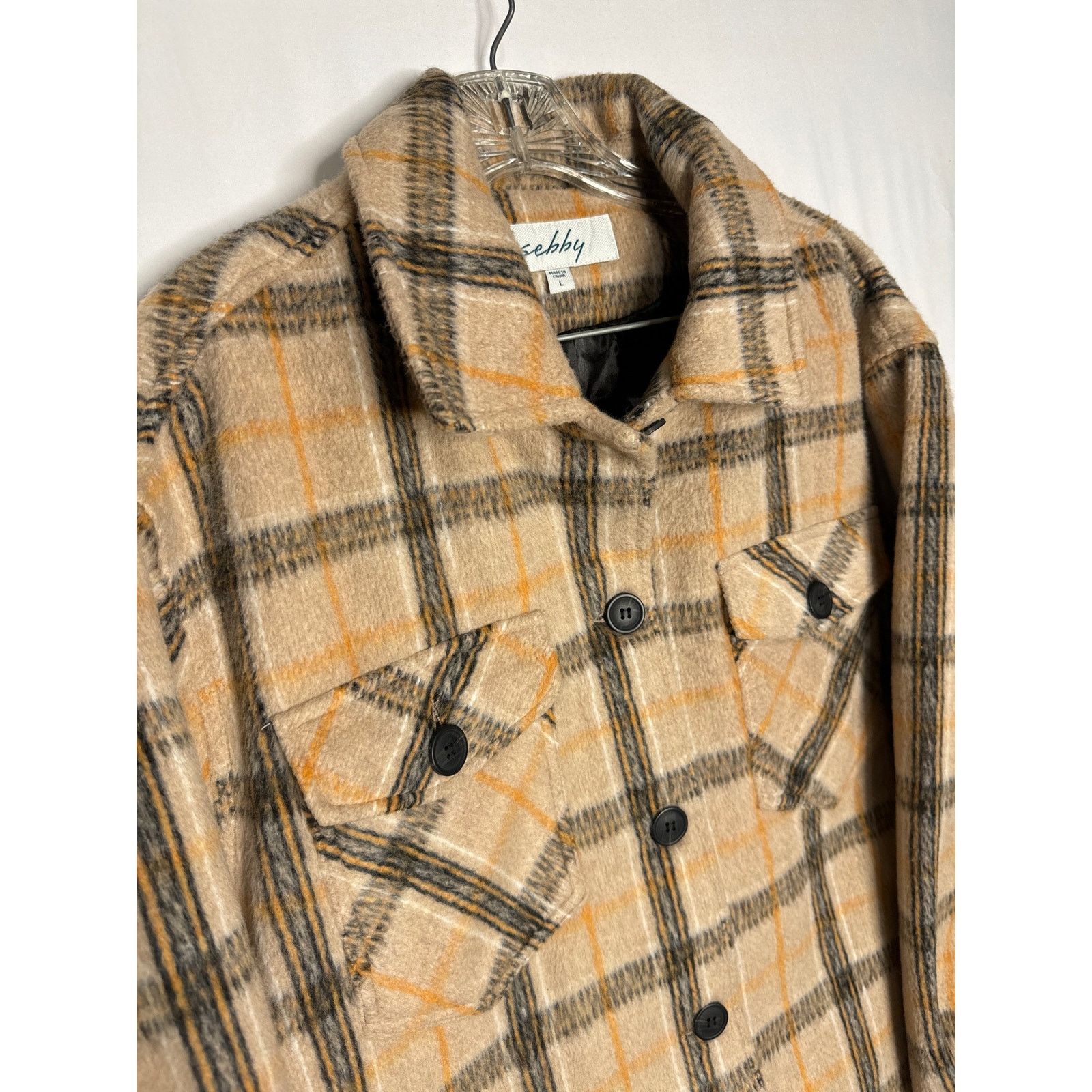 Other NWT Sebby Women's Oversized Plaid Fall Shirt Coat large Size L / US 10 / IT 46 - 2 Thumbnail