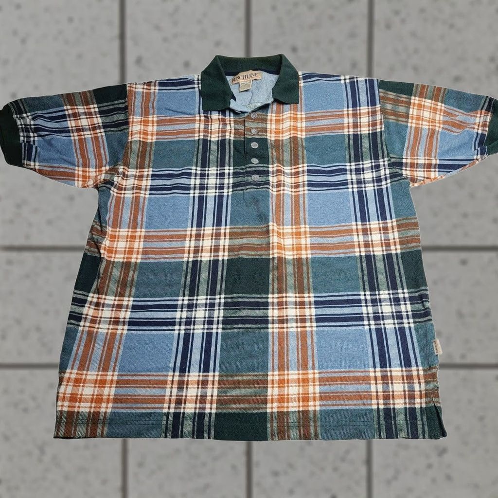 Vintage VINTAGE Benchline Mens Polo Shirt Short Sleeve Check 90s Green Brown M Mens Size US M / EU 48-50 / 2 - 1 Thumbnail