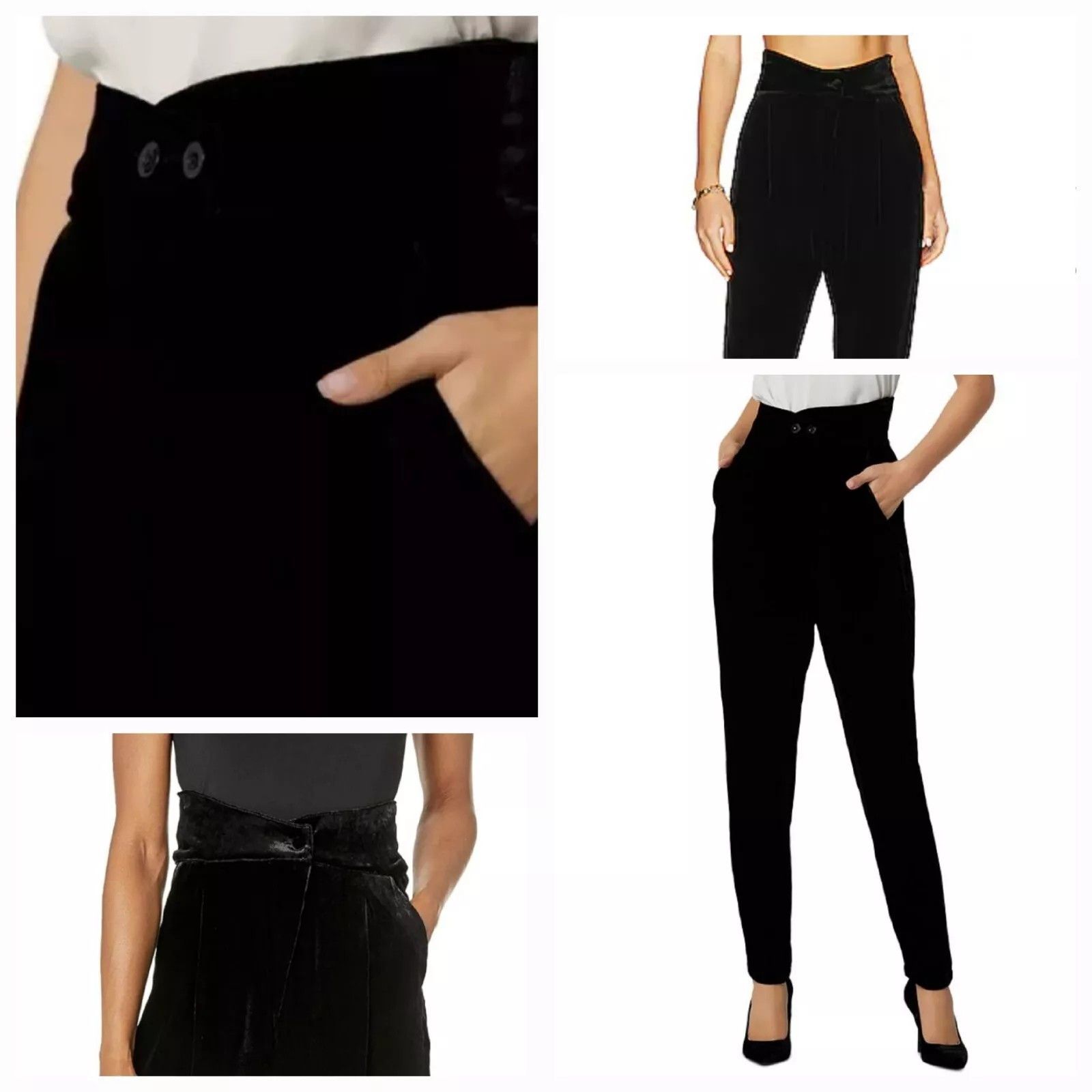 Joie Joie Farah High Waist Velvet Pants Women 4 Caviar Pockets Size 27" / US 4 / IT 40 - 1 Thumbnail
