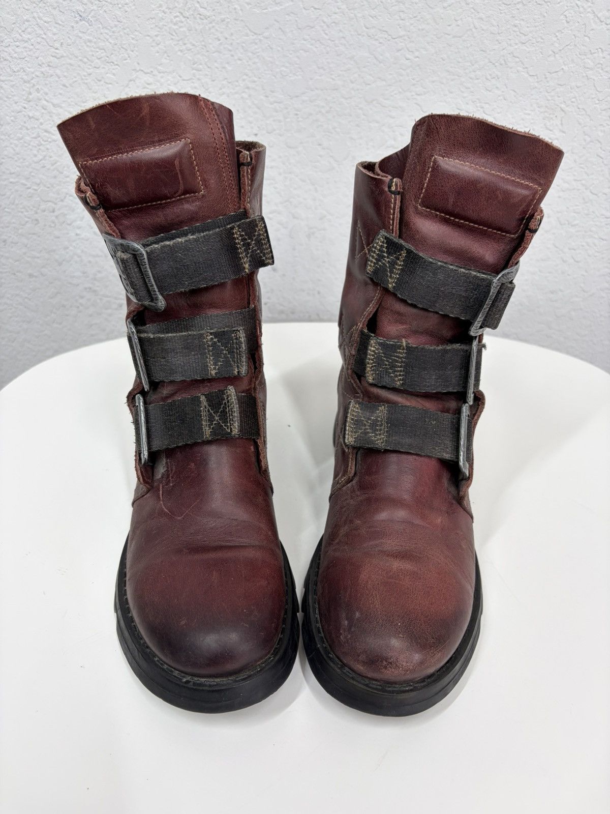 Hedi Slimane Vintage Rick Owens Vibe Leather Combat Biker Boots Archive Size US 6.5 / EU 39-40 - 14 Thumbnail
