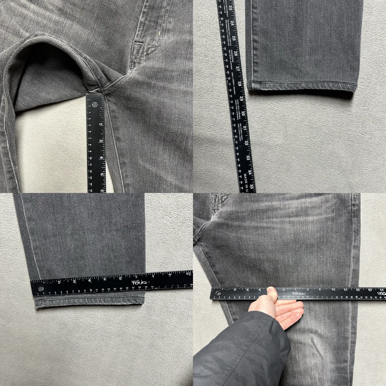 Denime AG The Graduate Jeans Mens 36R Gray Denim Straight 5-Pocket 28 Inseam 11 Rise Tailored Leg Cotton Blend Dark Wash Size US 36 / EU 52 - 9 Thumbnail