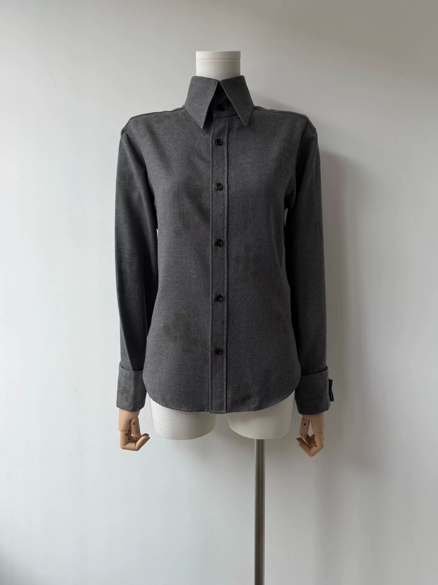 Yohji Yamamoto Yohji Yamamoto Gray Wool Plant-Dyed Shirt Size US M / EU 48-50 / 2 - 1 Thumbnail