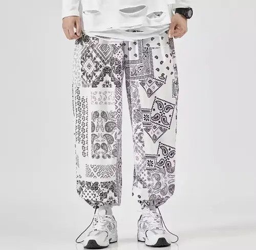 Japanese Brand × Vintage White Bandana Paisley Jogger Pants Size US 32 / EU 48 - 2 Thumbnail