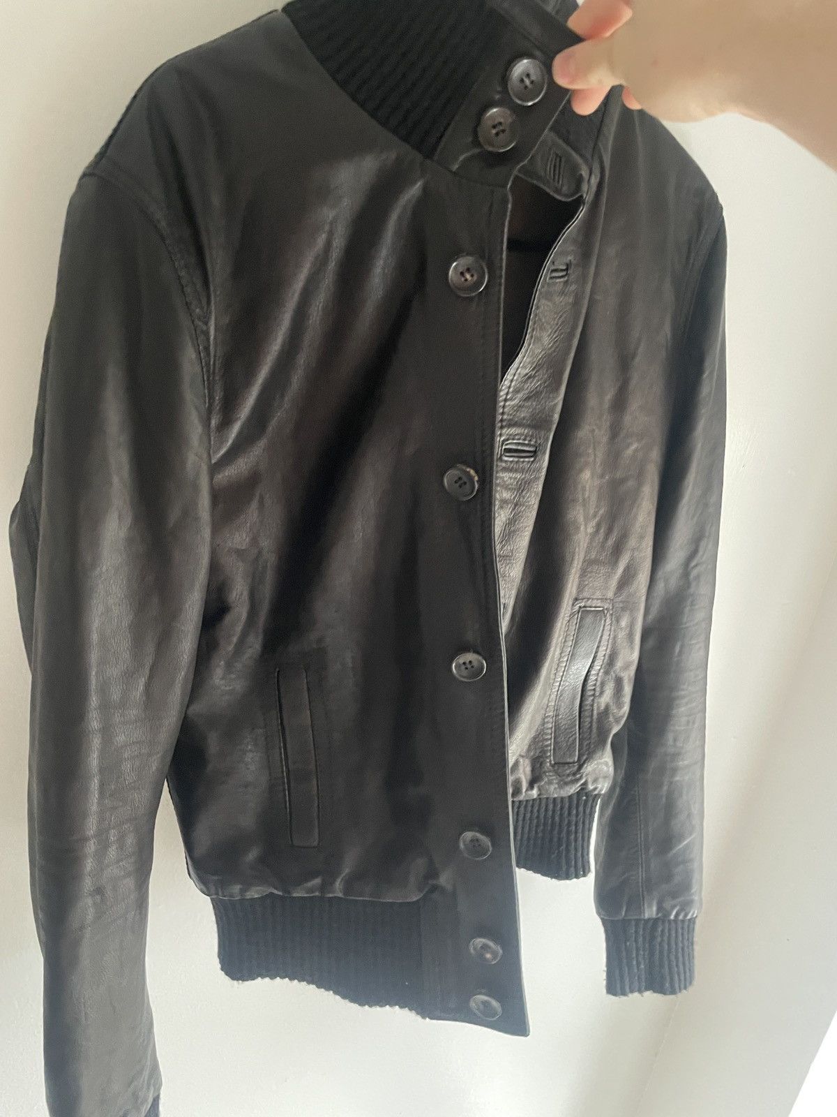 Dacute Ribbed Cropped Leather Jacket Size US M / EU 48-50 / 2 - 4 Thumbnail