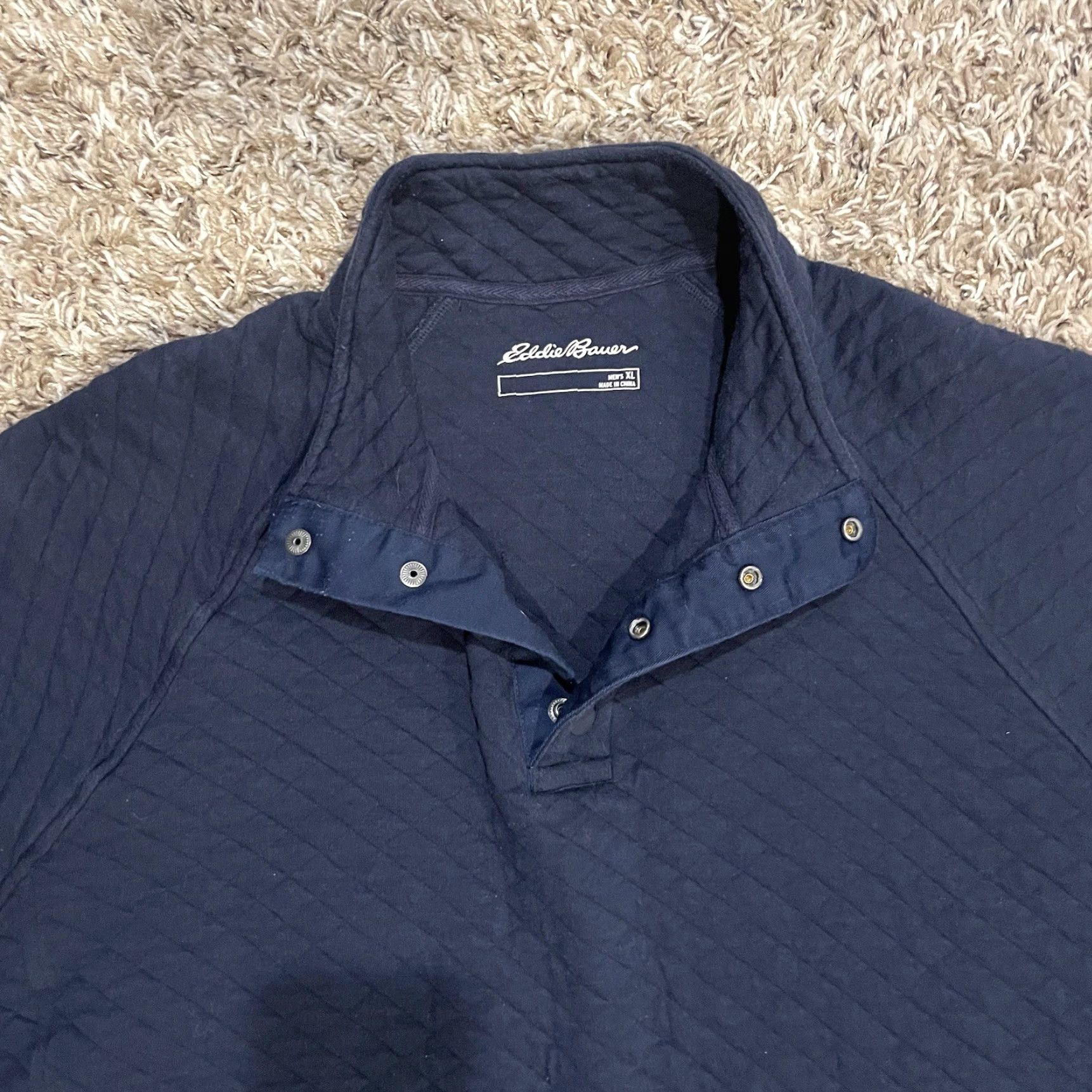 Eddie Bauer Eddie Bauer Quilted Henley Snap Button Pullover Sweater Blue XL Mens Size US XL / EU 56 / 4 - 5 Thumbnail