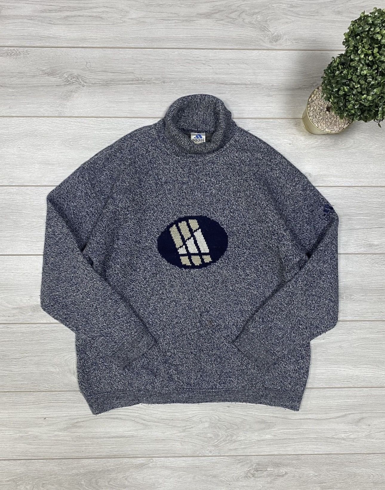 Adidas × Vintage Adidas vintage wind-stopper big logo turtle neck sweater M Size US M / EU 48-50 / 2 - 2 Thumbnail