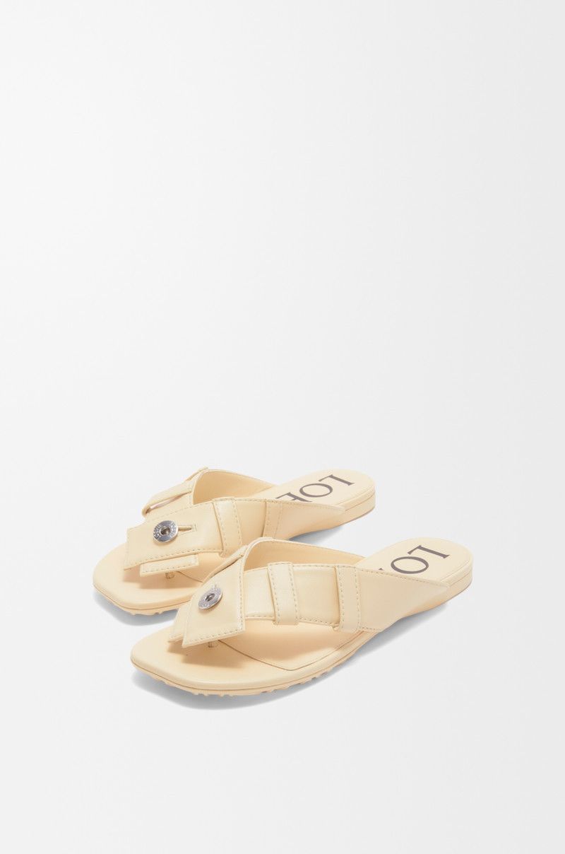 Loewe o1in1g0526 Toy Panta Toe Post Sandals in Oat Milk Size US 8 / IT 38 - 3 Thumbnail