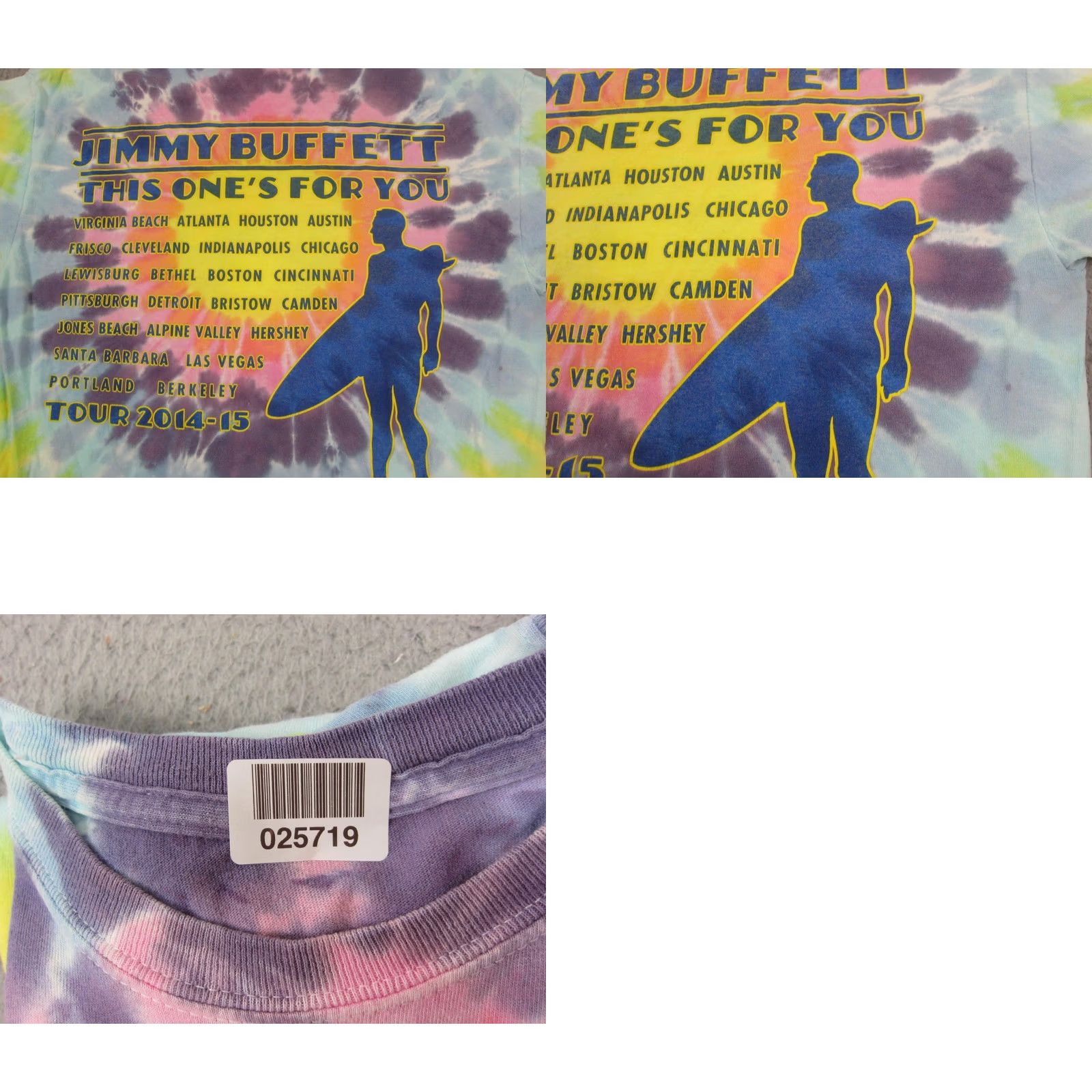Vintage Jimmy Buffet Shirt Mens Small Yellow Blue Tie Dye Tour 2014-15 Farewell Y2K Size US S / EU 44-46 / 1 - 8 Thumbnail