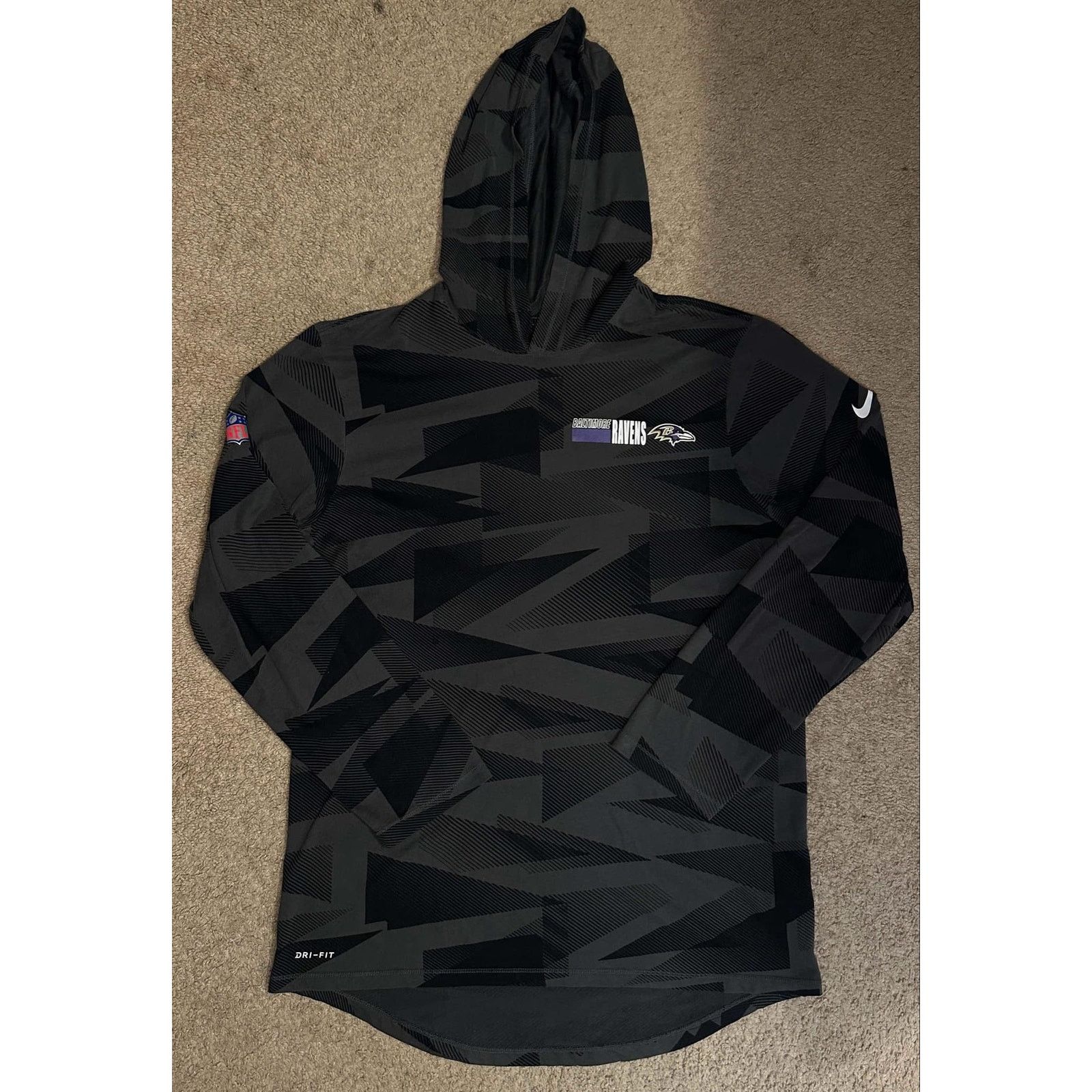 Nike The Nike Tee x NFL Baltimore Ravens Hoodie Gray/Black Mens L Size US L / EU 52-54 / 3 - 2 Thumbnail