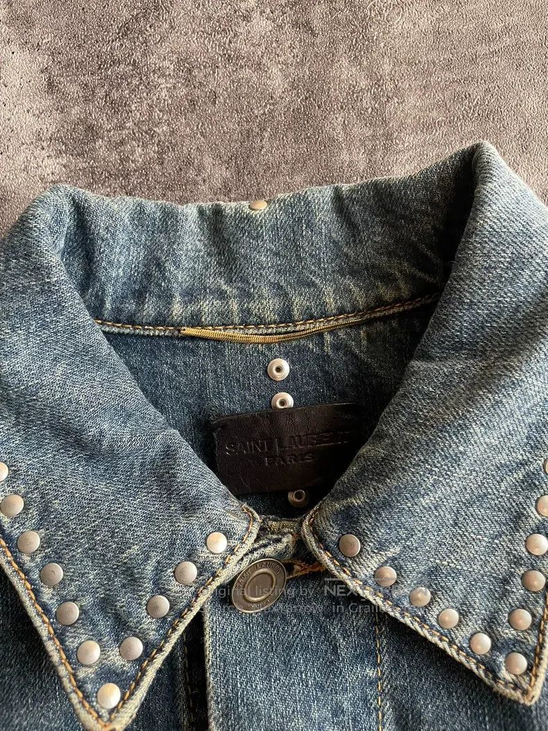 Saint Laurent Paris Saint Laurent Paris Crystal Note Print Denim Jacket Size US M / EU 48-50 / 2 - 5 Thumbnail