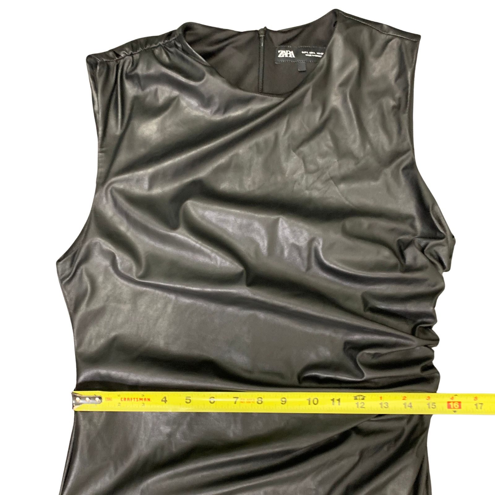 Zara Zara Faux Leather Dress w/ Gathering Detail | Women's L Size L / US 10 / IT 46 - 6 Thumbnail