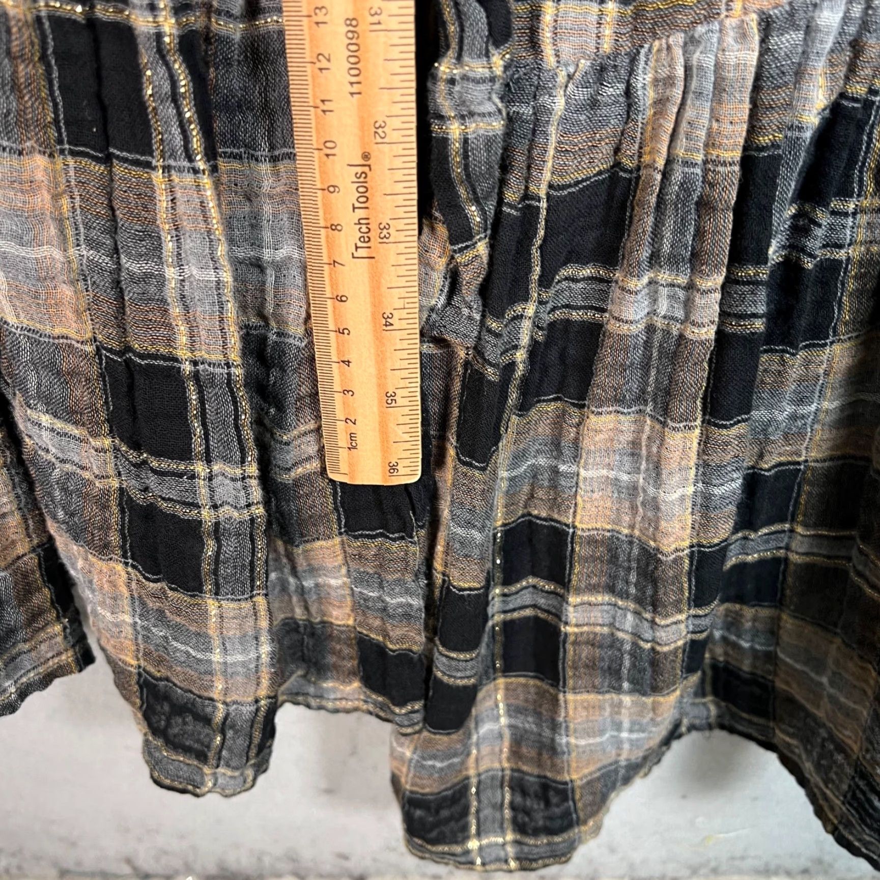 Apiece Apart Apiece Apart Womens Dress Midi Plaid Tie-Front Black/Beige Cotton Blend M Size M / US 6-8 / IT 42-44 - 5 Thumbnail