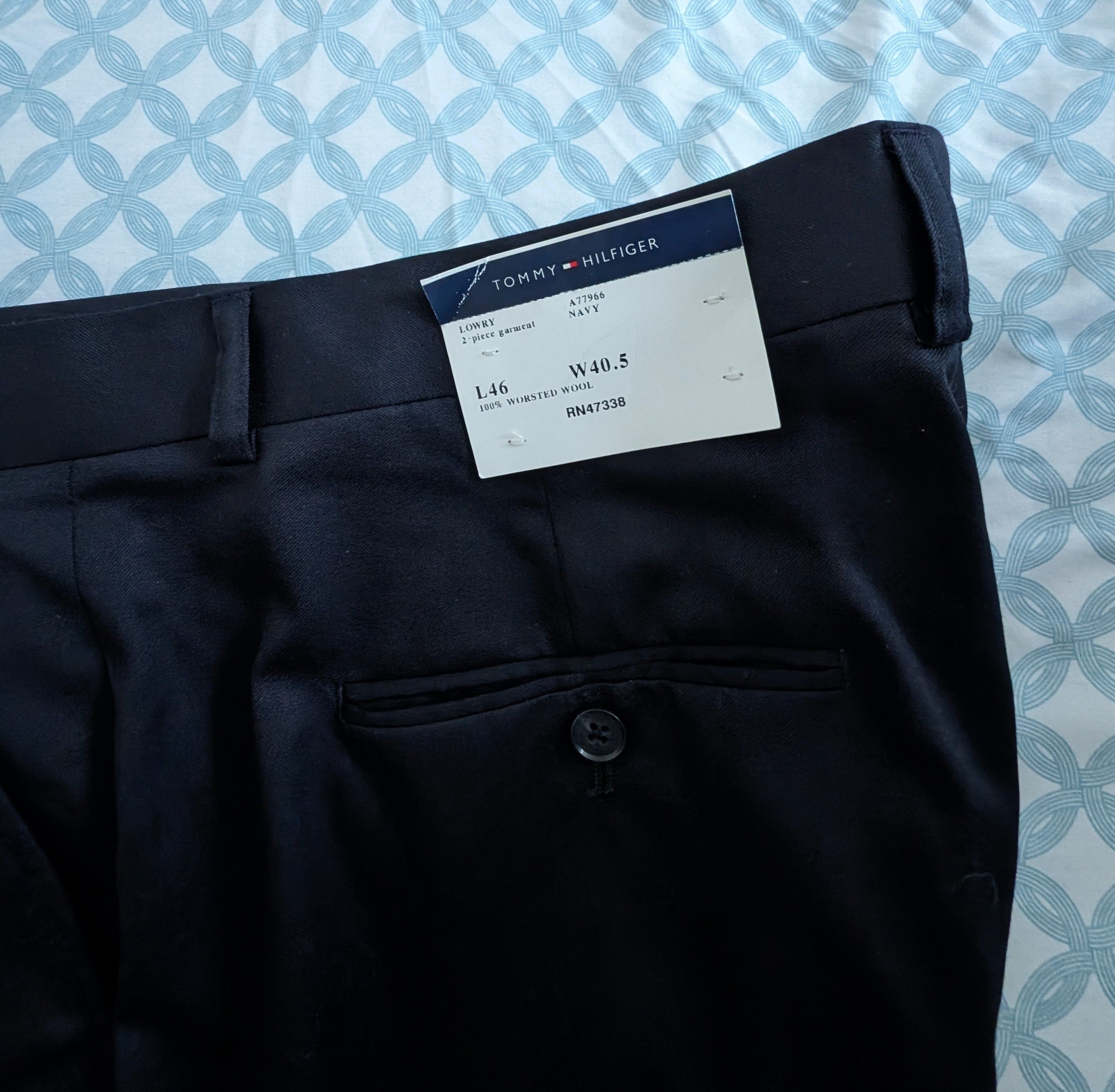 Tommy Hilfiger New Tommy Hillfiger Dark Navy 100% Wool Suit L46 W40.5 Size 46L - 4 Thumbnail