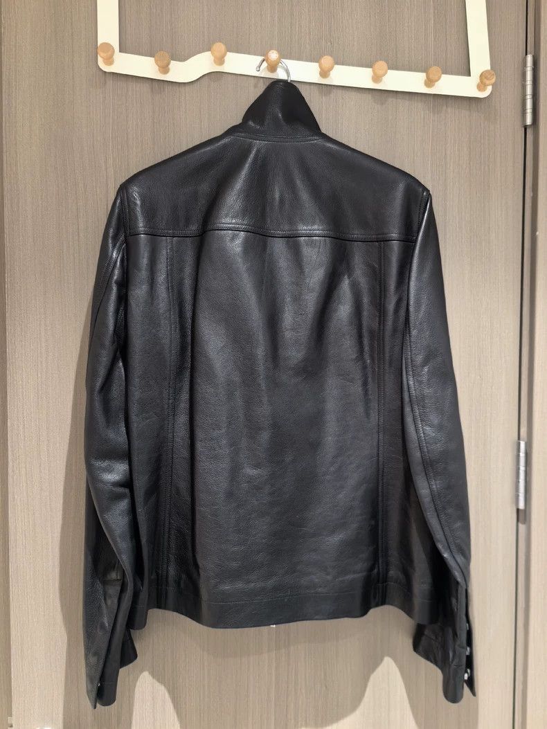Rick Owens Classic Double-Breasted Funnel Neck Black Leather Jacket-25 Size US L / EU 52-54 / 3 - 4 Thumbnail