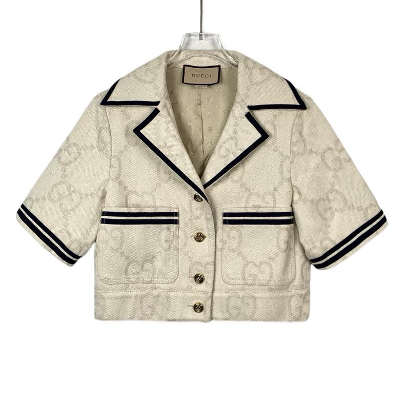 Gucci Gucci Size 38 Beige double G dark pattern full print cotton Size US XS / EU 42 / 0 - 1 Thumbnail