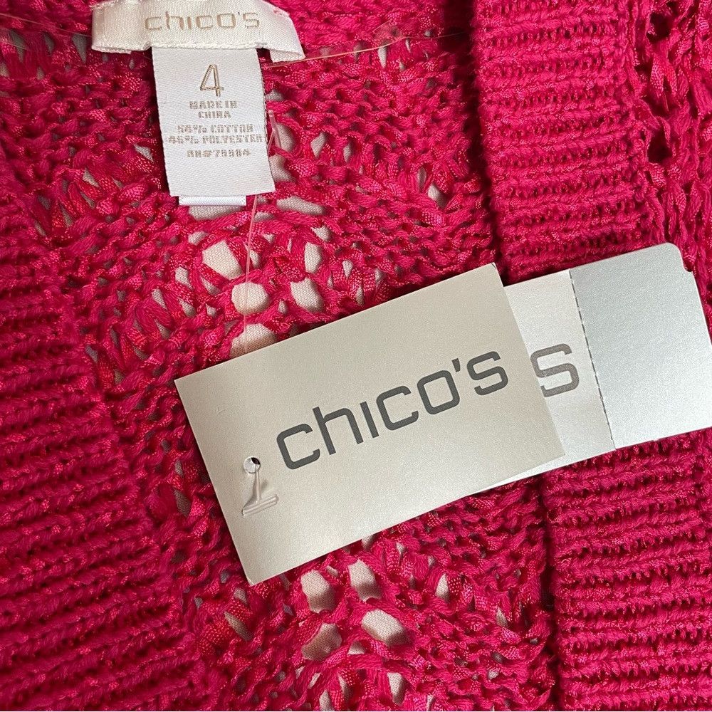 Chicos NWT New Chico's Pink Cotton Blend Knit Shrug Cardigan Size Size XXL / US 16-18 / IT 52-54 - 8 Thumbnail