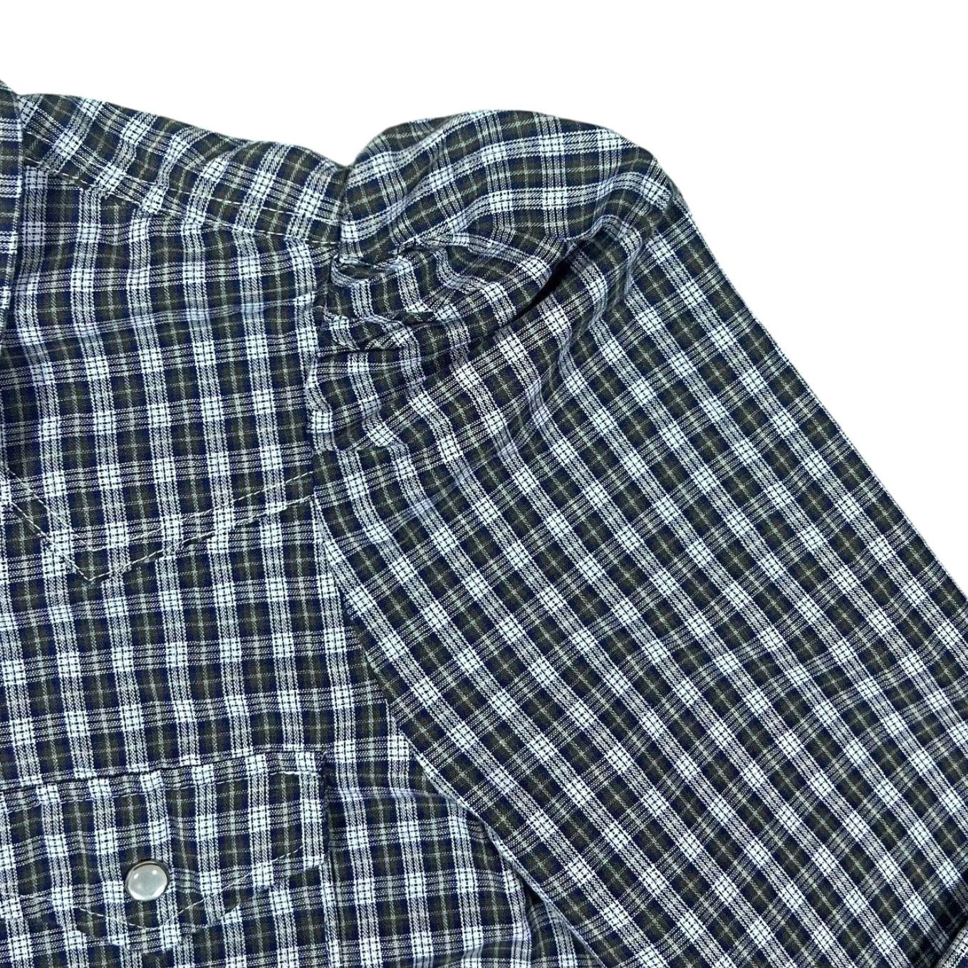 Vintage Greyson Cowboy Western Plaid Check Pearl Snap Popper Long Sleeve Shirt Women's S Navy/Brown/White Check Size S / US 4 / IT 40 - 4 Thumbnail