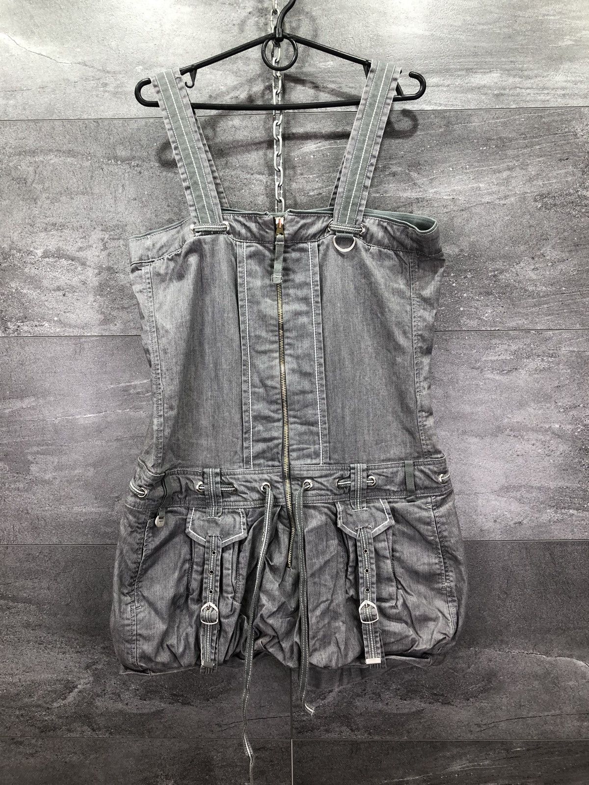 image of Le Jean Marithe Francois Girbaud Denim Sundress Avantgarde in Grey, Women's (Size Medium)