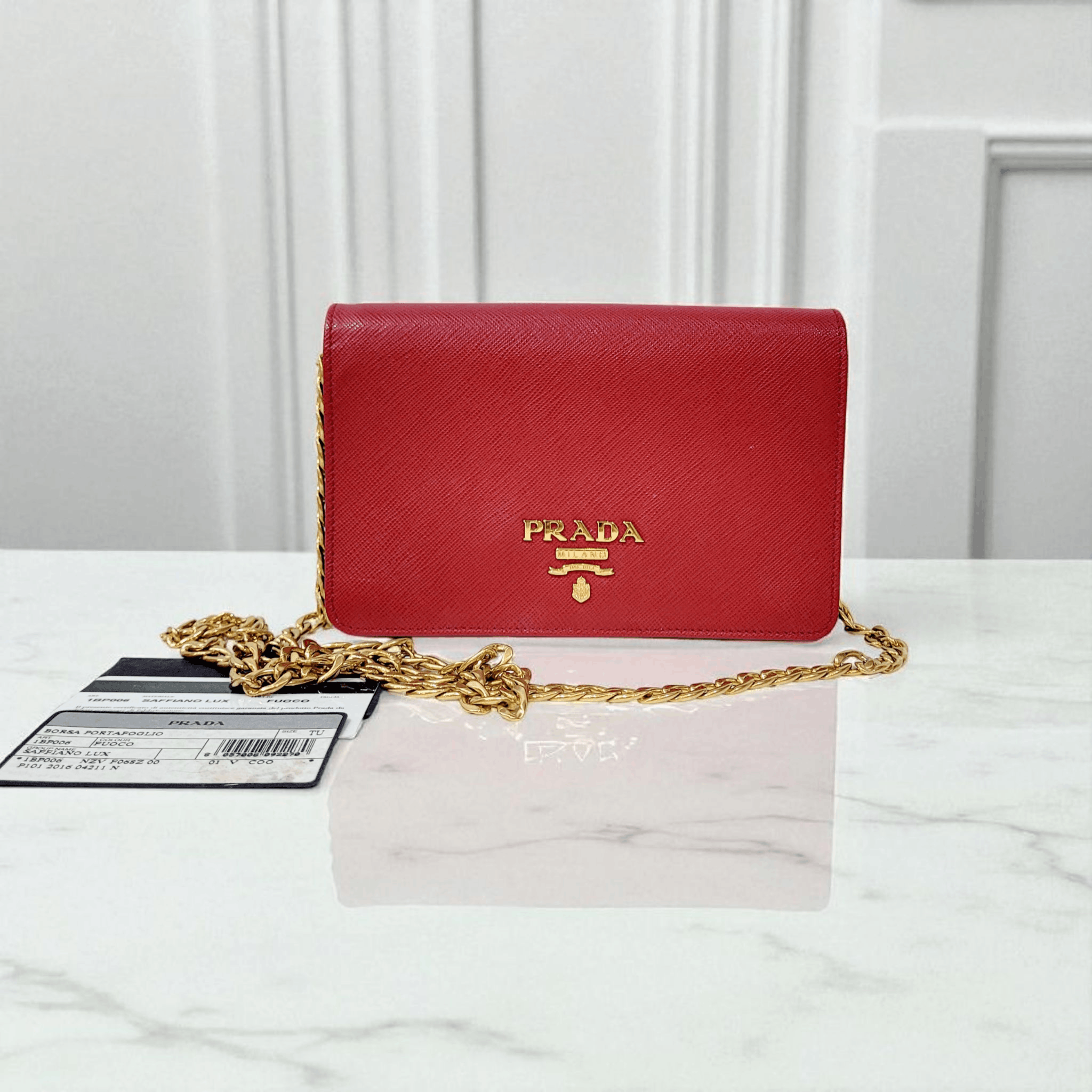 Prada Crossbody Wallet on Chain Saffiano Lux Leather 1BP006