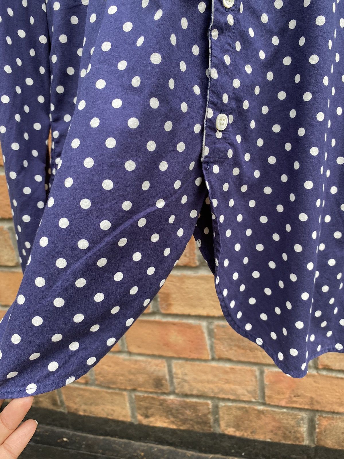 Frapbois FRAPBOIS Blue Long-Sleeve Shirt with White Polka Dots Size XS / US 0-2 / IT 36-38 - 11 Thumbnail
