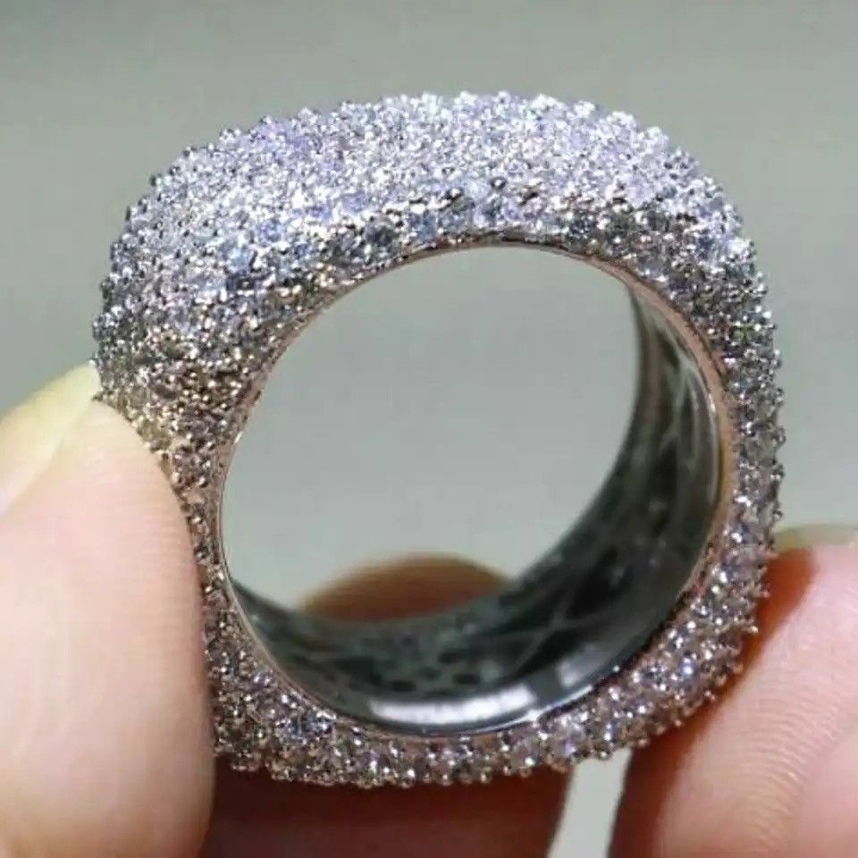Jewelry × Vintage Cubic Zirconia Rings Geometric Square Band Design Luxury Size ONE SIZE - 4 Thumbnail