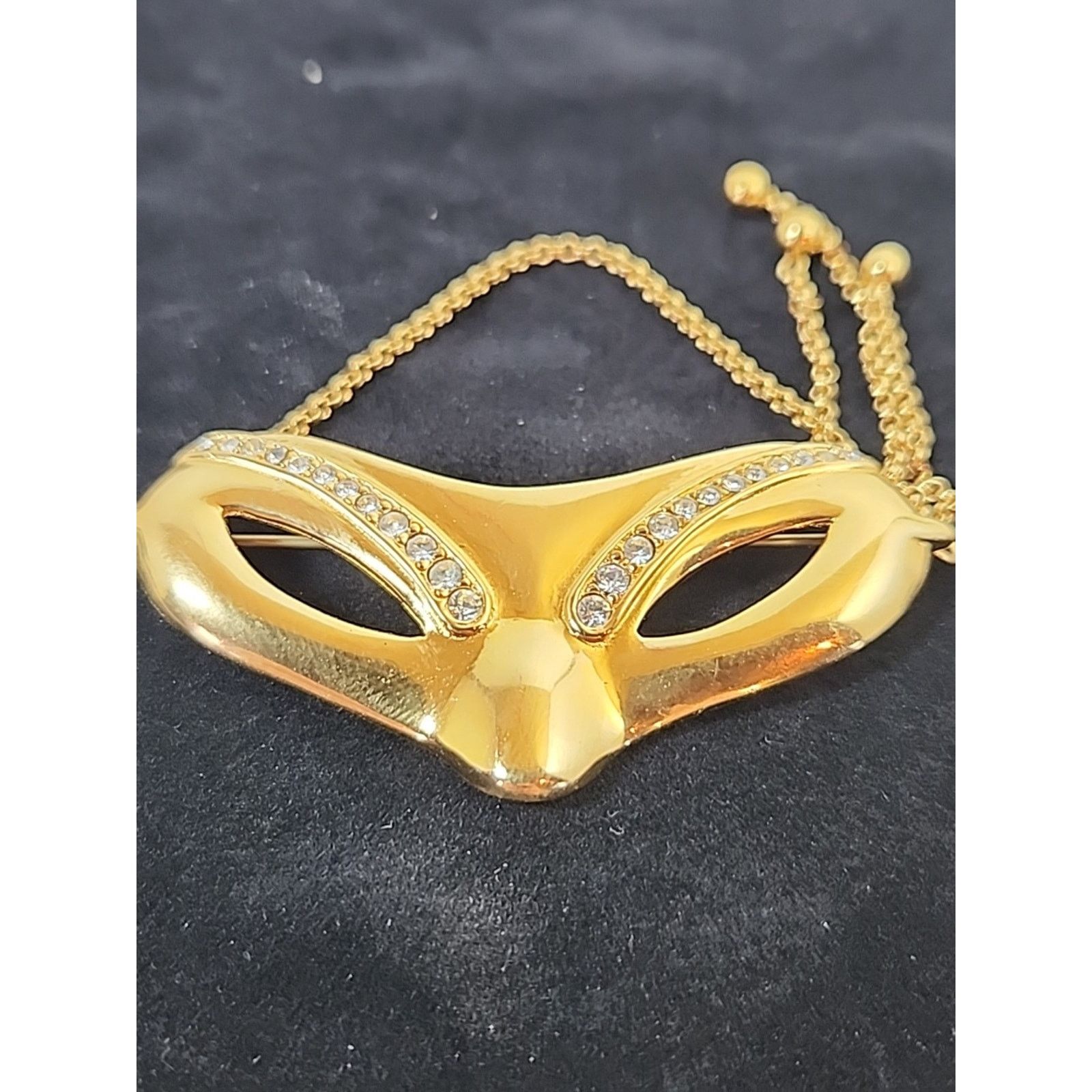Monet Vintage Signed Monet Gold Tone Rhinestone Mask Pin Brooch Size ONE SIZE - 2 Thumbnail