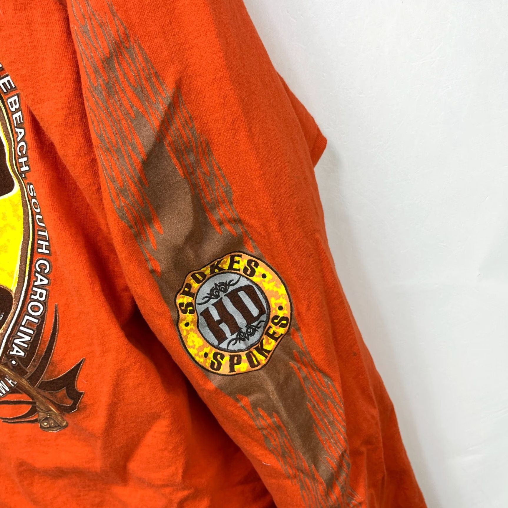 Harley Davidson VINTAGE Harley-Davidson Long Sleeve T-Shirt XL Biker Hot Girl Boobs Flames Orange Men Mens Shirts Size US XL / EU 56 / 4 - 4 Thumbnail