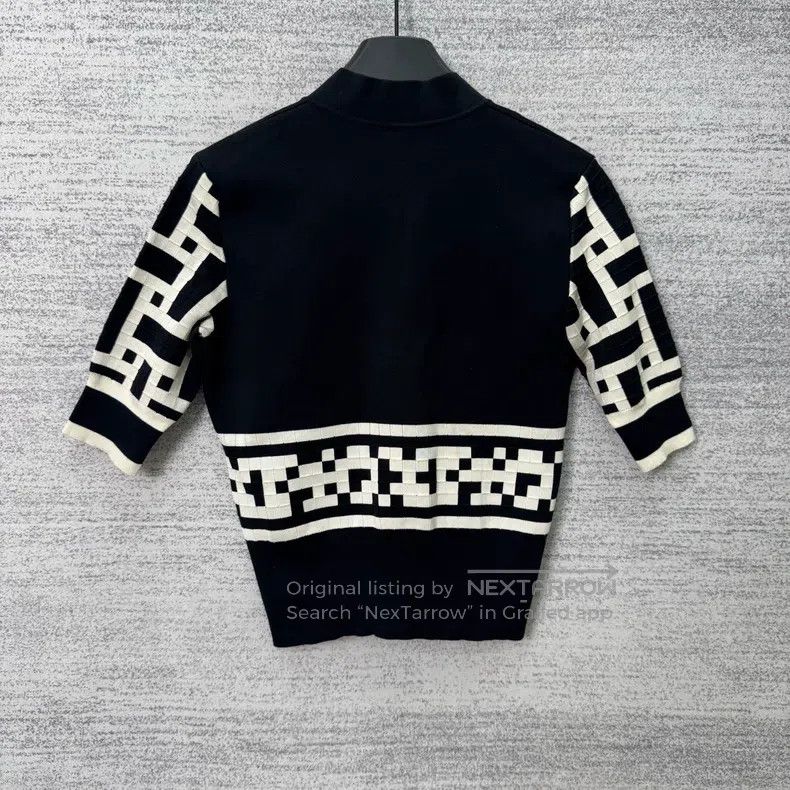 Hermes Hermes Black and White Colorblocked Knit Open Cardigan Size XXS / US 00 / IT 34 - 3 Thumbnail