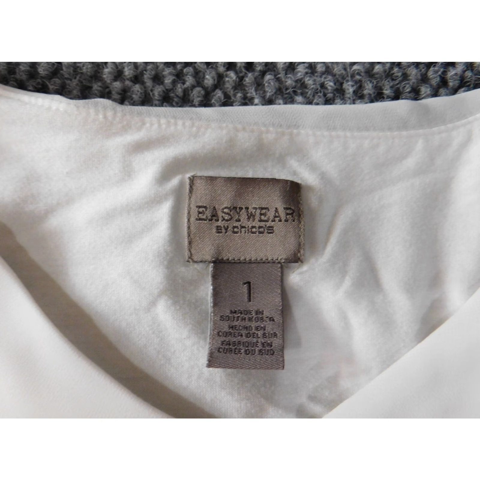 Vintage Chicos Blouse Shirt Womens 1 White V-Neck Pullover Stretch Rayon Polyester Spandex Knit Casual Regular Long Sleeve Classic Basic Polo Size XS / US 0-2 / IT 36-38 - 4 Thumbnail