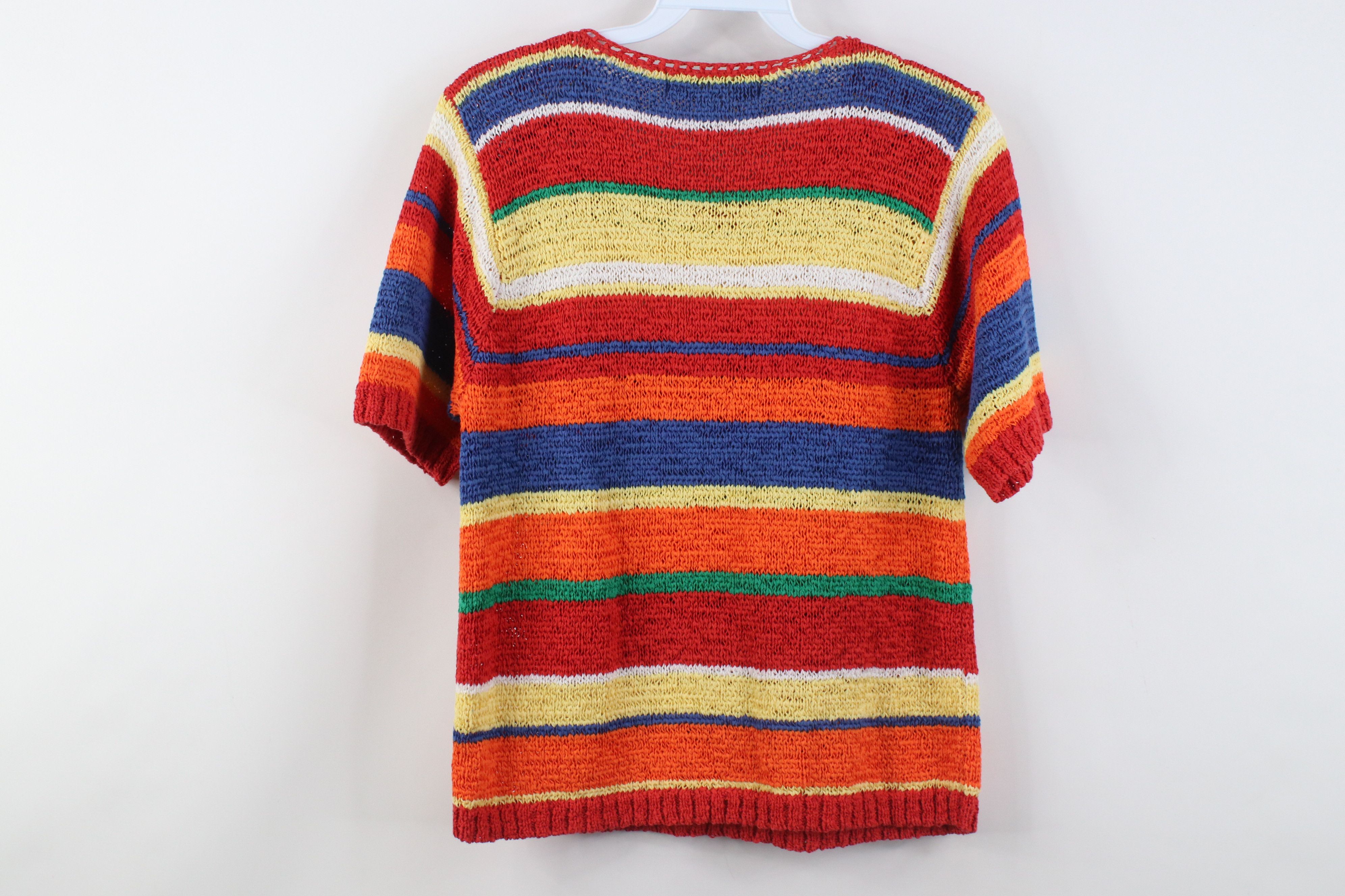Vintage Vintage 90s Dawsons Creek Striped Knit Short Sleeve Sweater Size M / US 6-8 / IT 42-44 - 8 Thumbnail