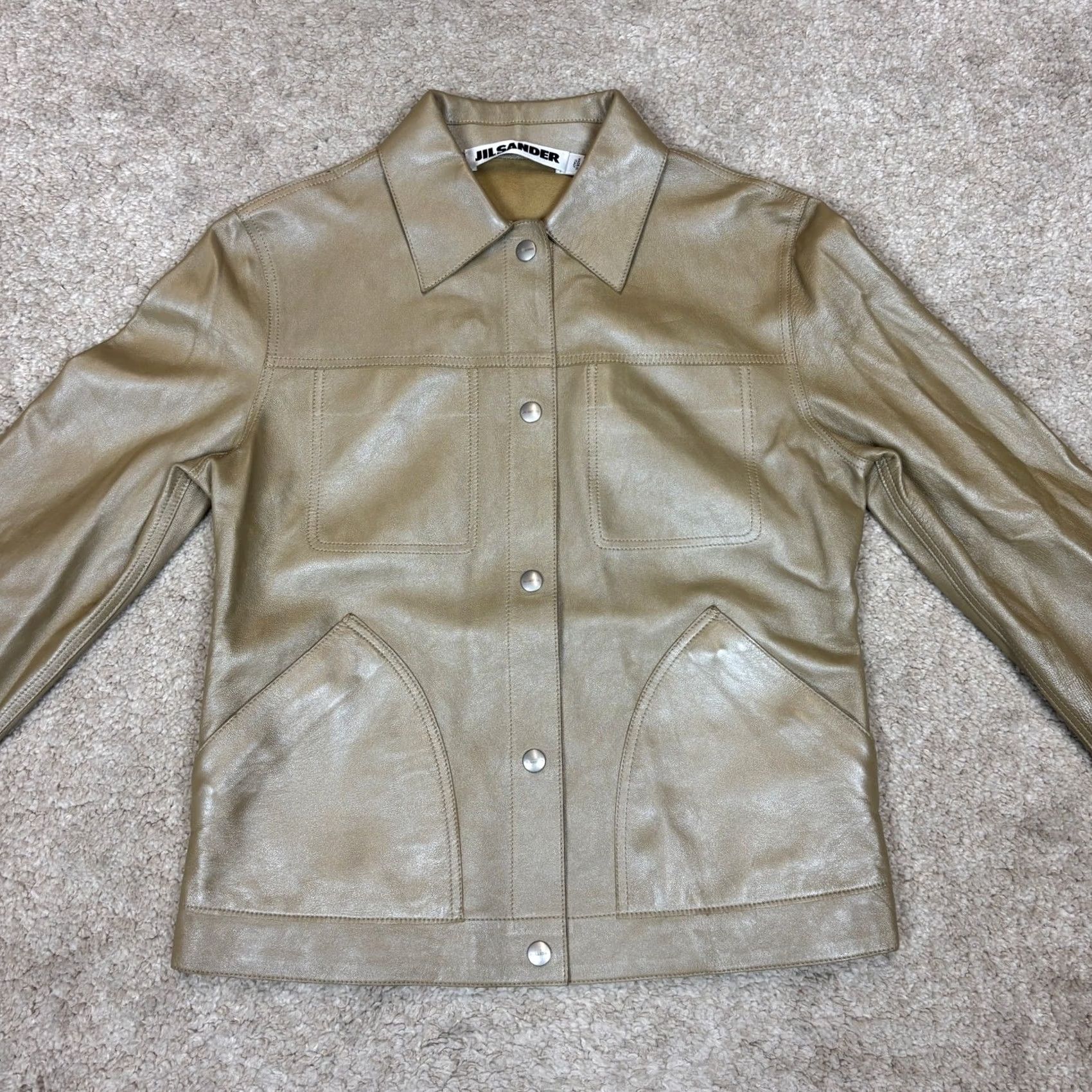 Jil Sander Jil Sander Raf Simons Leather Jacket Women 36 Minimalist Quiet Luxury Gold Leather Jacket Womens 36 Quiet Luxury Vas? Size XS / US 0-2 / IT 36-38 - 2 Thumbnail