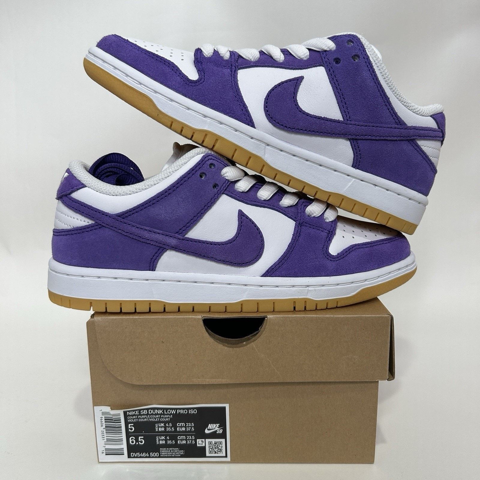 Nike Nike SB Dunk Low Pro ISO Orange Label “Court Purple Gum” Size US 6.5 / IT 36.5 - 1 Thumbnail