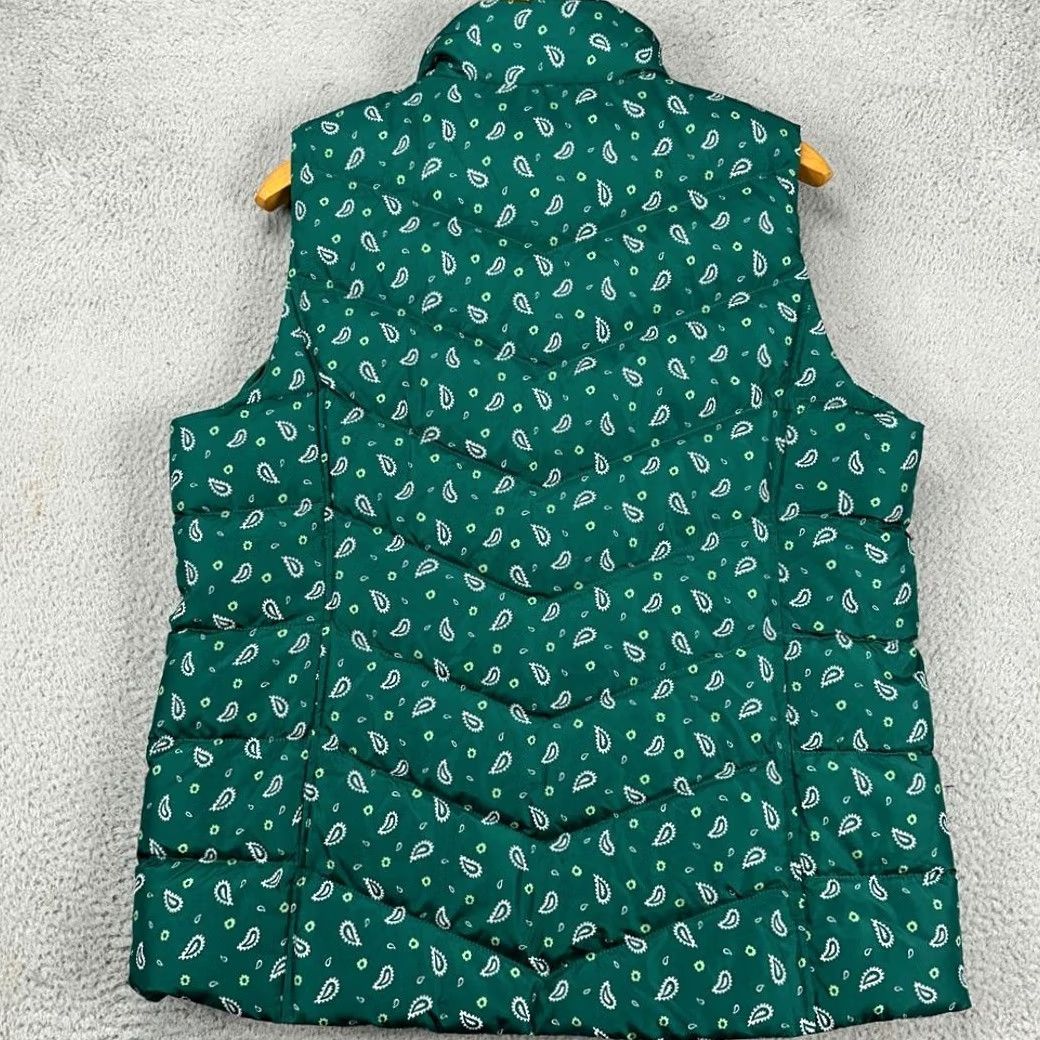 Lands' End Lands' End Puffer Vest Women XLT Tall 18 Green Paisley Goose Down Full Zip Ladies Vest Size XXL / US 16-18 / IT 52-54 - 3 Thumbnail