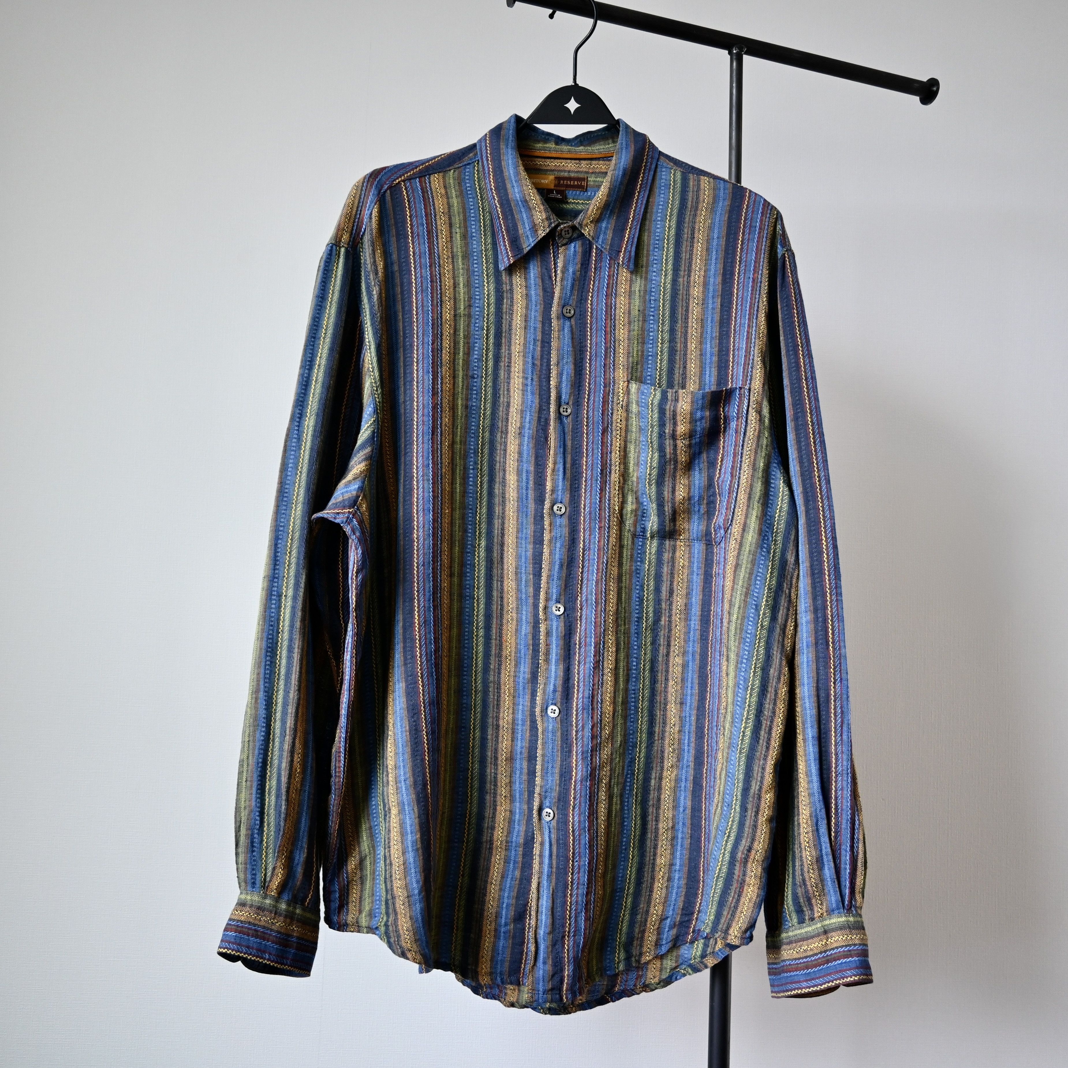 The Territory Ahead VTG 1990s TERRITORY RESERVE ethnic multistriped linen shirt Size US L / EU 52-54 / 3 - 4 Thumbnail