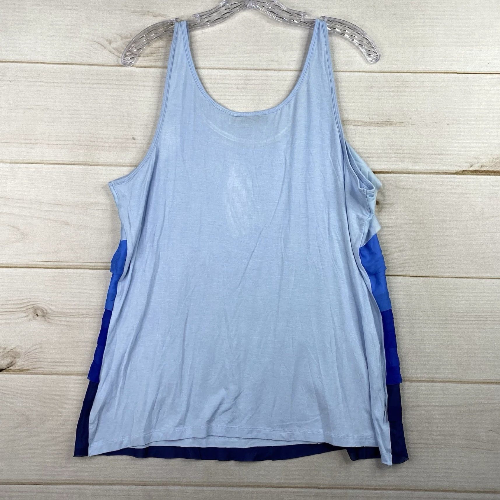 Apt. 9 VINTAGE Apt.9 Tank Top Womens XL Blue Ombre Ruffled Stretch Rayon Scoop Beach Summer 90s Bohemian Fairy Western Tropical Nightwear Size XL / US 12-14 / IT 48-50 - 8 Thumbnail