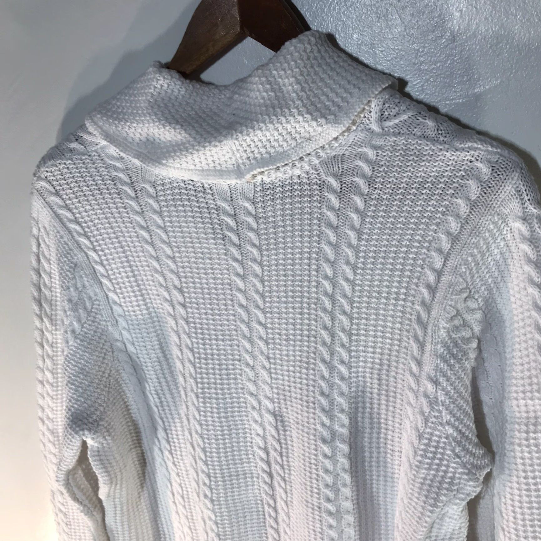 Vintage Jeanne Pierre Women's Sweater Pullover V-Neck Cable Knit Long Sleeve Casual Fall Winter Size L White Size L / US 10 / IT 46 - 5 Thumbnail