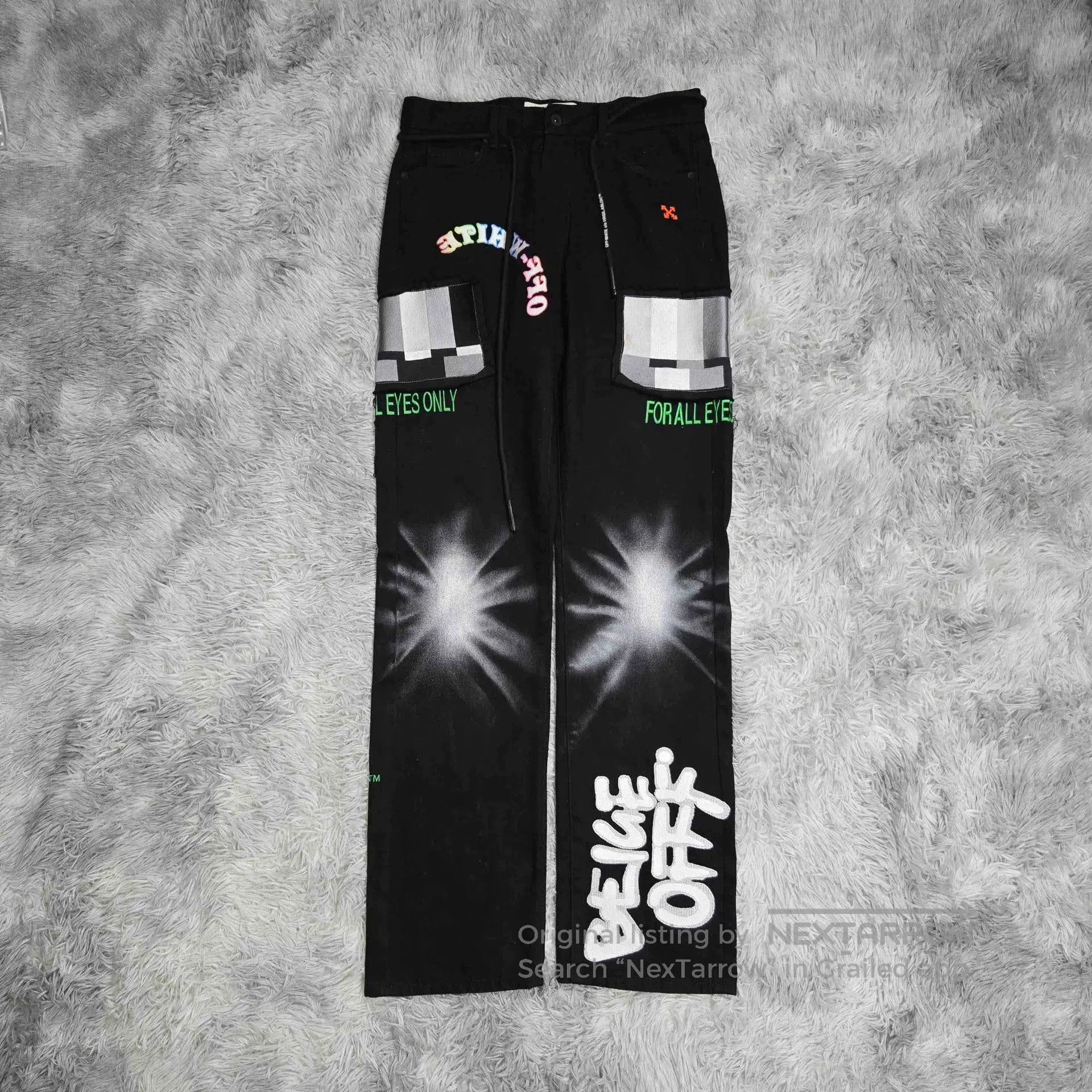 Off-White off white x ev bravado embroidered denim pants. Size US 32 / EU 48 - 1 Thumbnail
