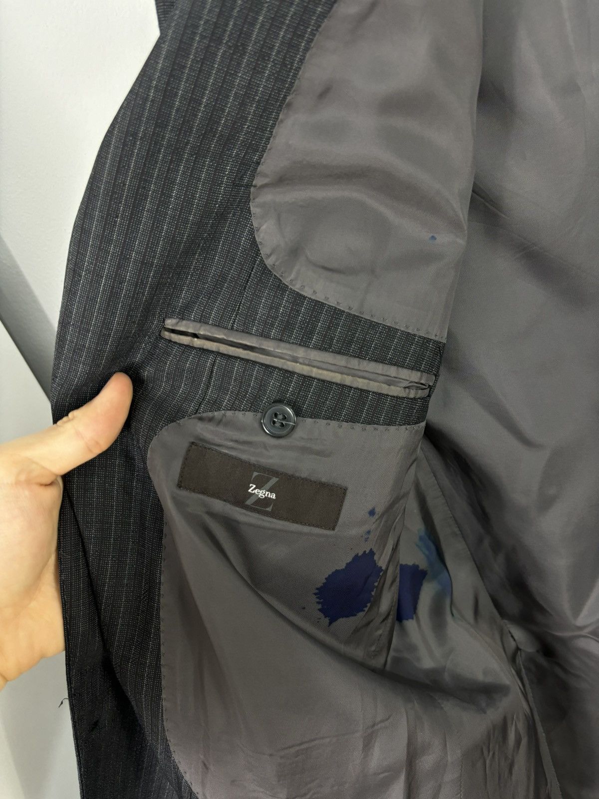 Ermenegildo Zegna × Z Zegna Vintage 90s Striped Blazer Jacket Zegna Luxury Elegant Suit Size 40R - 7 Thumbnail