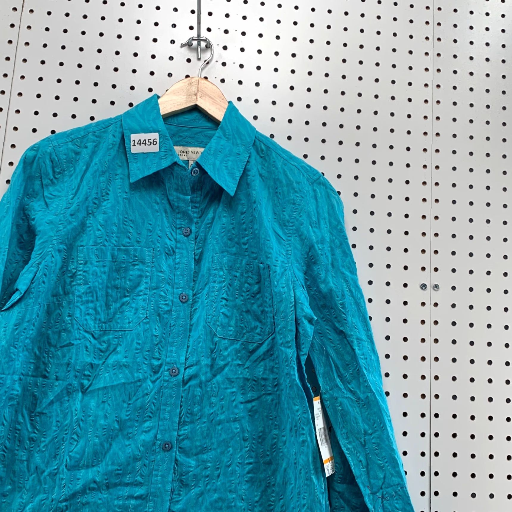 Jones New York NEW Jones New York Long Sleeve Button Down Shirt Women Size Small Teal Solid Cotton Casual Size S / US 4 / IT 40 - 7 Thumbnail