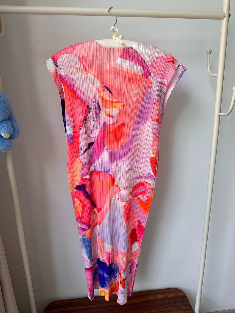 Issey Miyake Issey Miyake size:2 Pink floral pleated sleeveless dress Size XS / US 0-2 / IT 36-38 - 5 Thumbnail