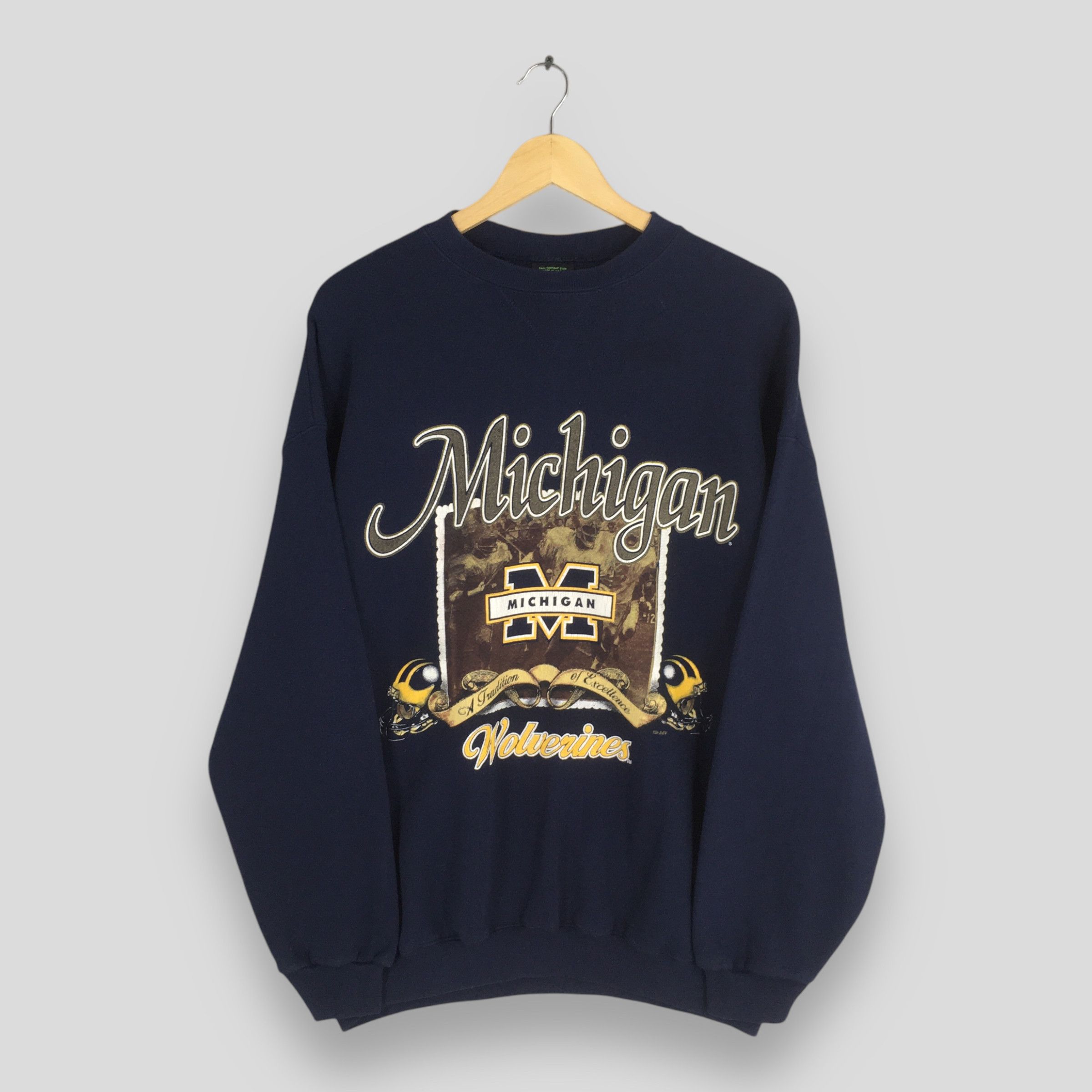 NCAA × Vintage Vintage 90s Michigan Wolverines NCAA Sweatshirt XLarge Size US XL / EU 56 / 4 - 1 Thumbnail