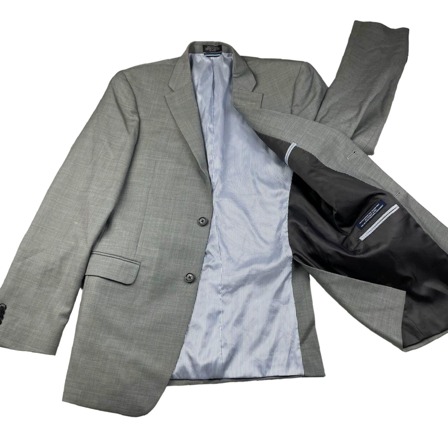 Tommy Hilfiger Tommy Hilfiger Men's Blazer 48 Long Gray 100% Wool 2-Button Jacket Coat Jacket Front Two-Button Notch Lapel Classic Fit Wool Blazer Mens Size 48R - 3 Thumbnail