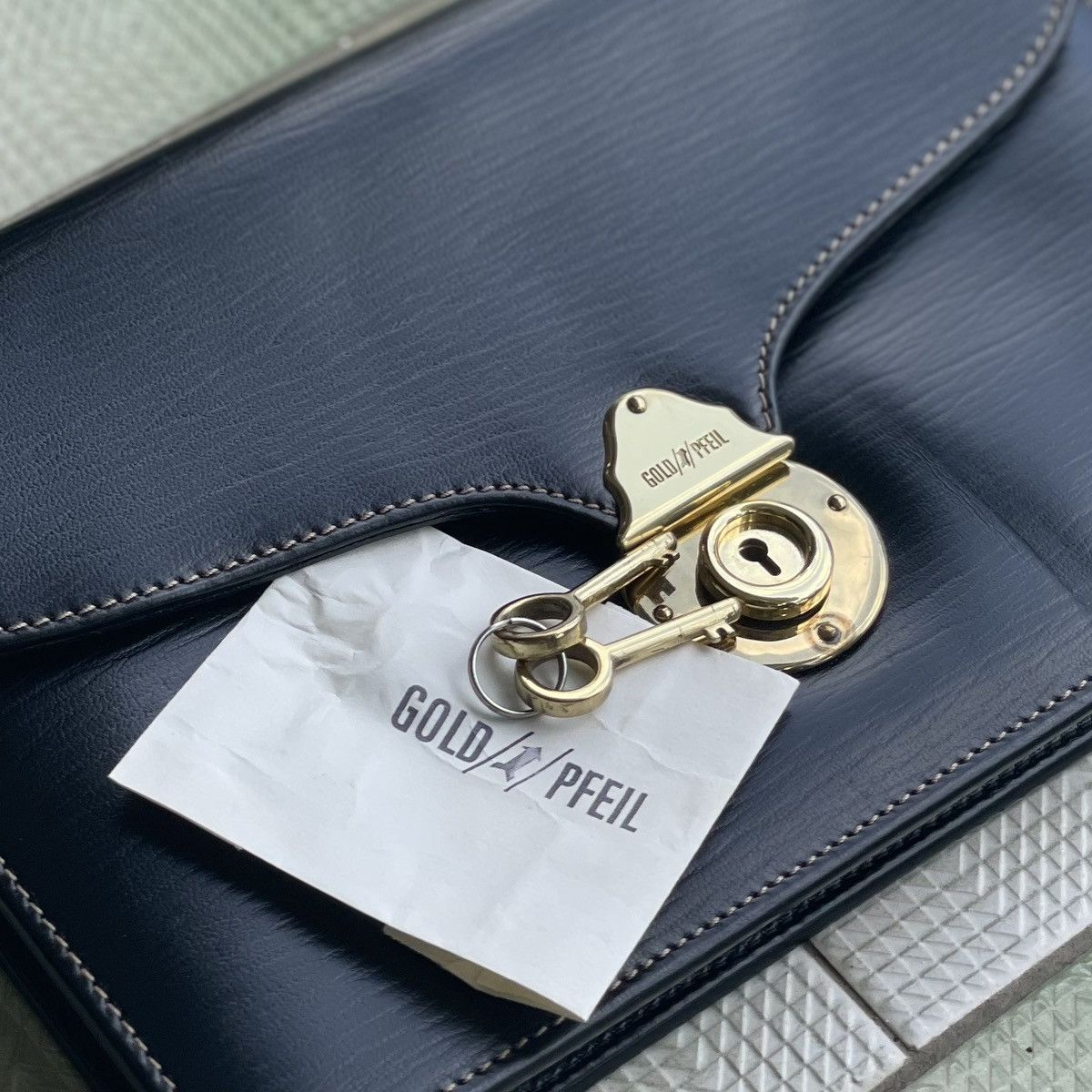 GOLDPFEIL Germany Handmade Black Leather Clutch