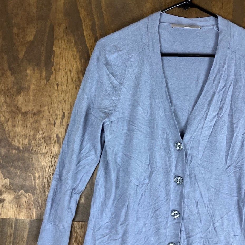Loft VINTAGE LOFT Cardigan Gray V-Neck Button Down Long Sleeve Stretch Medium Womens Sweater Cardigan Knit Solid 3/4? Size M / US 6-8 / IT 42-44 - 4 Thumbnail