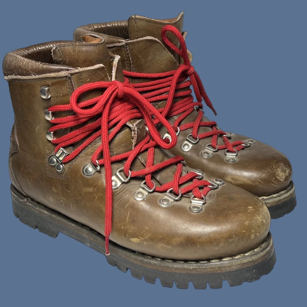 Vintage VINTAGE Galipier Leather Mountaineer Hiking Boots Italy MENS 8.5 Brown Lace Up Boots Men Size US 9 / EU 42 - 1 Thumbnail