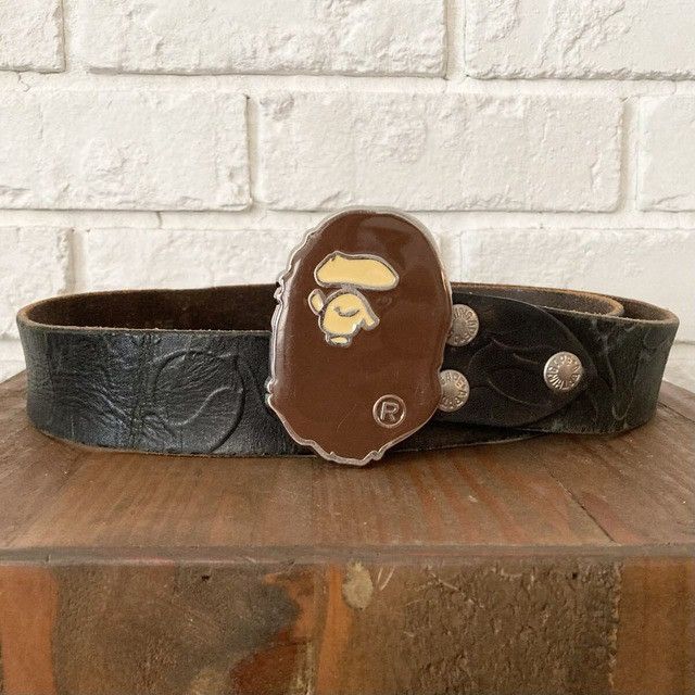 Bape (BAPE) Color Camo Leather Belt in Red Swarovski crystal | Grailed